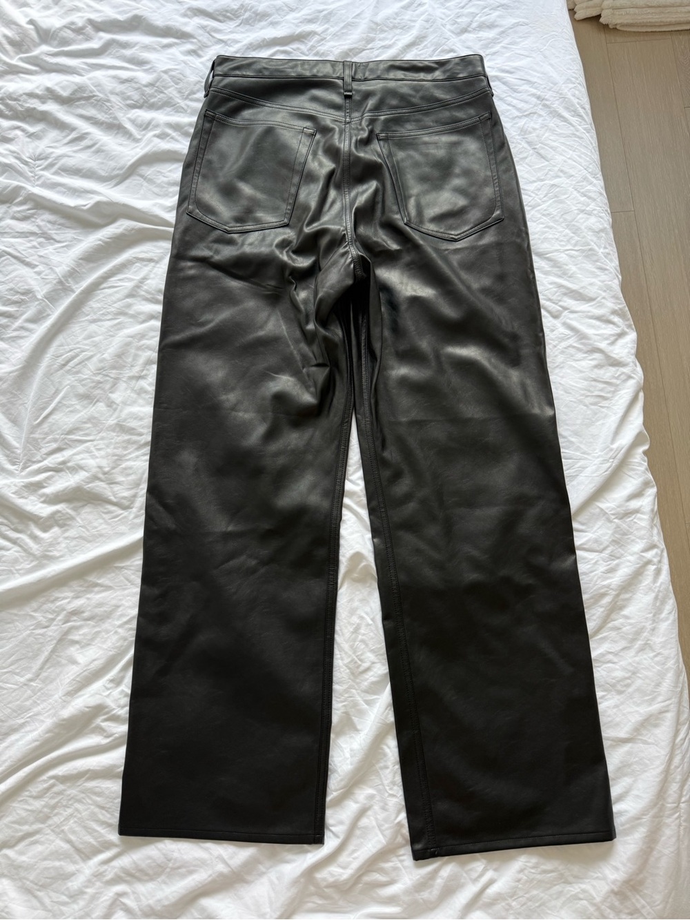 rag & bone Black Faux Leather Wide-Leg Trousers - Picture 2 of 3